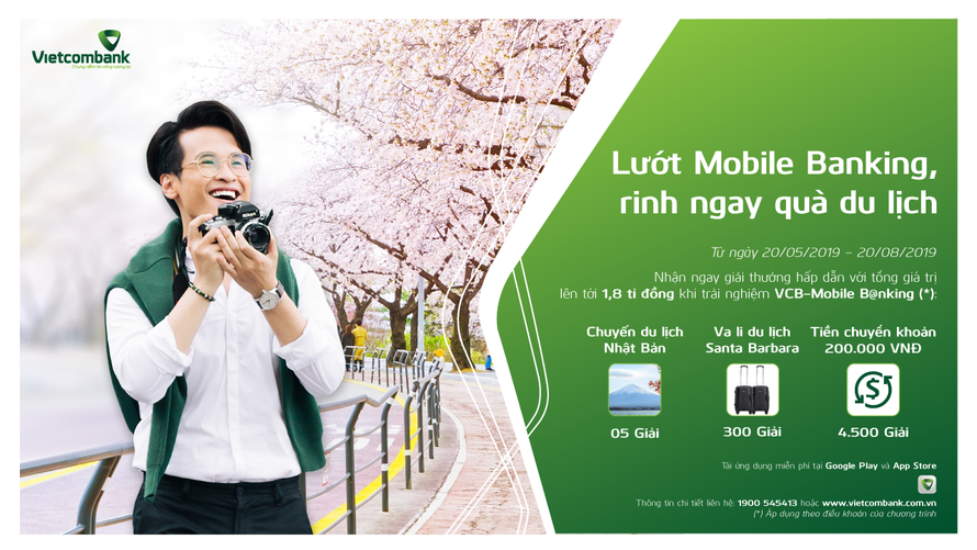 Vietcombank triển khai chương trình “Lướt Mobile B@nking – Rinh ngay quà du lịch