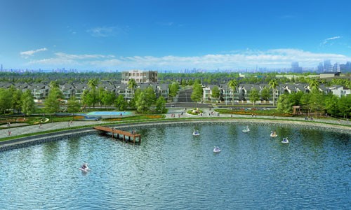 Dự án An Vượng Villa nằm ngay cạnh hồ Bách Hợp Thủy rộng 6ha