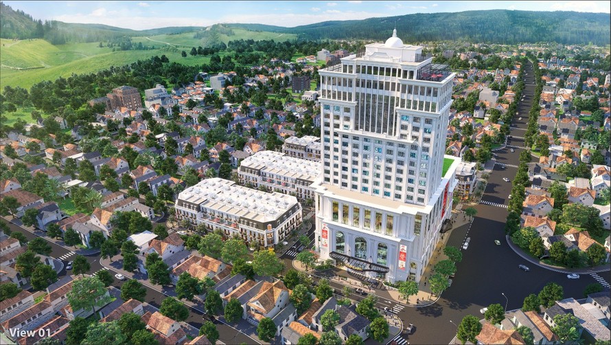 Vincom Shophouse Hà Giang nổi bật với khách sạn Vinpearl 20 tầng (Ảnh phối cảnh)