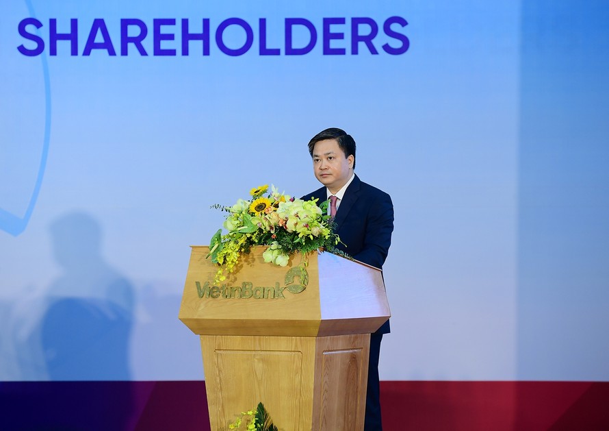 Ông Lê Đức Thọ - Chủ tịch HĐQT VietinBank phát biểu khai mạc tại Đại hội