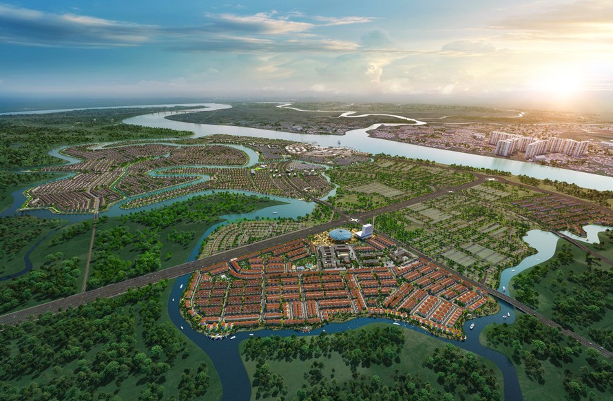 Aqua City được bao bọc bởi hệ thống sông tự nhiên với hơn 500 ha cây xanh và mặt nước mang lại bầu không khi mát mẻ quanh năm