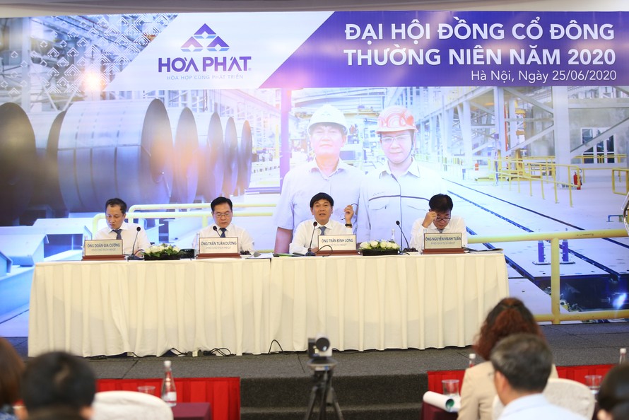 Các lãnh đạo Hòa Phát tại Đại hội đồng cổ đông 2020 của Công ty CP Tập đoàn Hòa Phát (HPG)