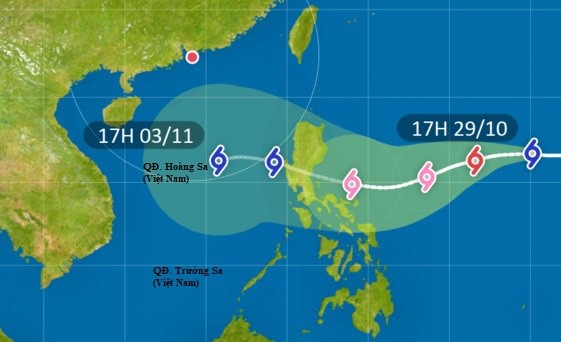 Cơ quan khí tượng Hong Kong dự báo đường đi của bão Goni trong những ngày tới. Ảnh: HKO.