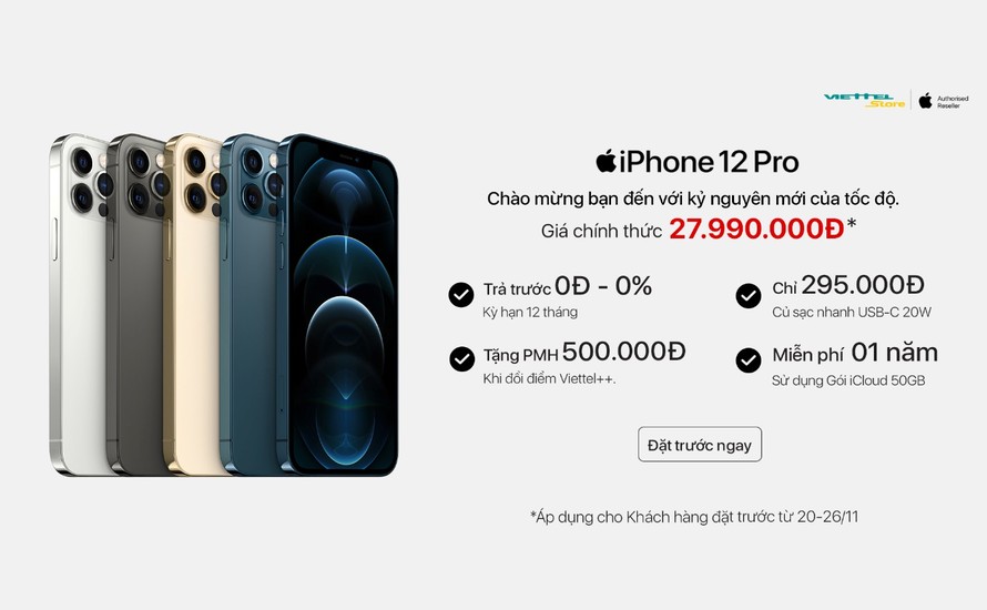 Chỉ còn 1 ngày đặt trước iPhone 12 giá ưu đãi và nhận 50GB iCloud tại Viettel Store