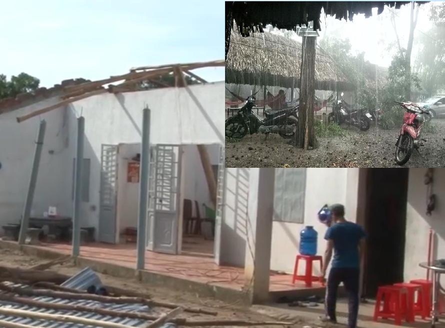 Bình Dương, Bình Phước mưa lớn làm hàng chục căn nhà bay mái, cột điện đổ sập