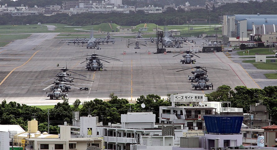 Căn cứ hải quân Futenma tại Ginowan, tỉnh Okinawa. Ảnh : AFP