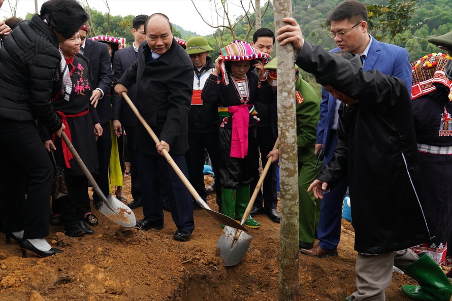 Thủ tướng Nguyễn Xuân Phúc trồng cây nhân dịp đầu Xuân Canh Tý tại Yên BáiẢnh: Văn Kiên