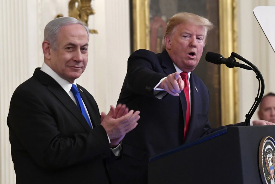 Tổng thống Mỹ Donald Trump và Thủ tướng Israel Benjamin Netanyahu ở Nhà Trắng hôm 28/1Ảnh: AP