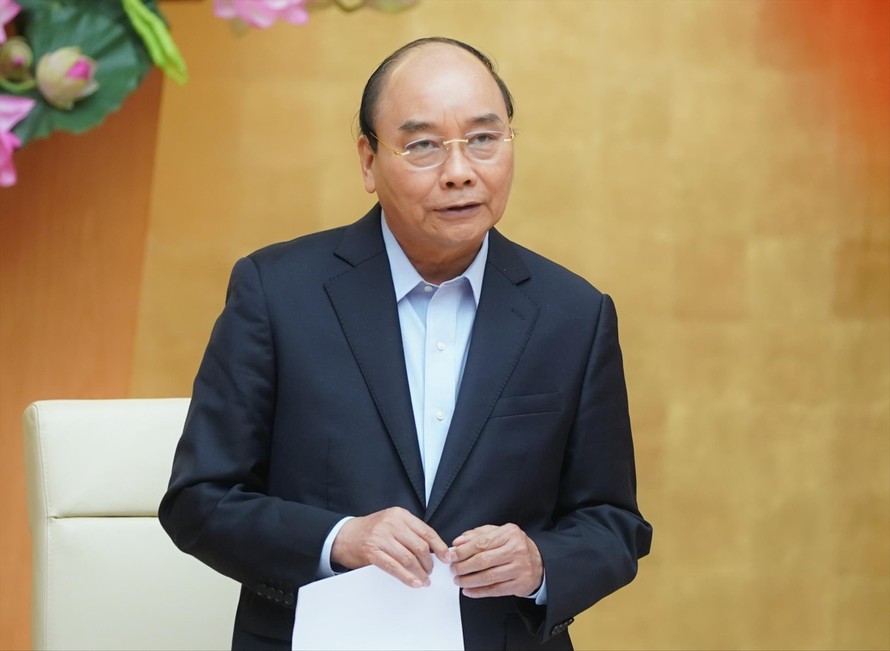 Thủ tướng Nguyễn Xuân Phúc kết luận cuộc họp Thường trực Chính phủ chiều 13/4 Ảnh: P.V