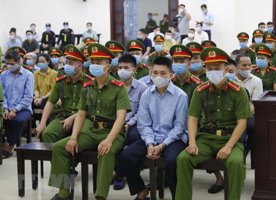 Phiên tòa xét xử 29 bị cáo trong vụ án “giết người và chống người thi hành công vụ” xảy ra ở xã Đồng Tâm, huyện Mỹ Đức, TP Hà Nội.