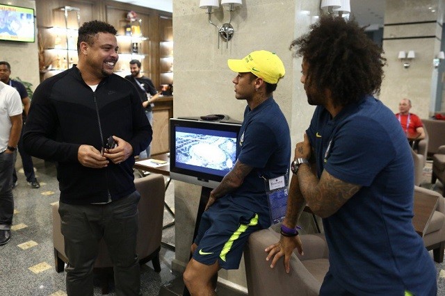 "Rô béo" cùng 2 đàn em là Neymar và Marcelo. Ảnh: Twitter.