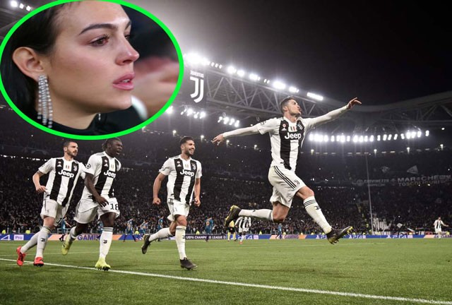Georgina Rodriguez bật khóc khi Ronaldo lập được hat-trick.