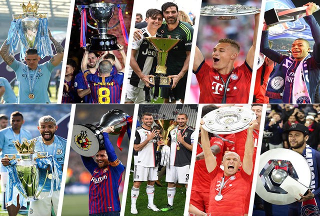 Cả 5 đội đăng quang ở 5 giải đấu hàng đầu châu Âu đều bảo vệ thành công chức vô địch.