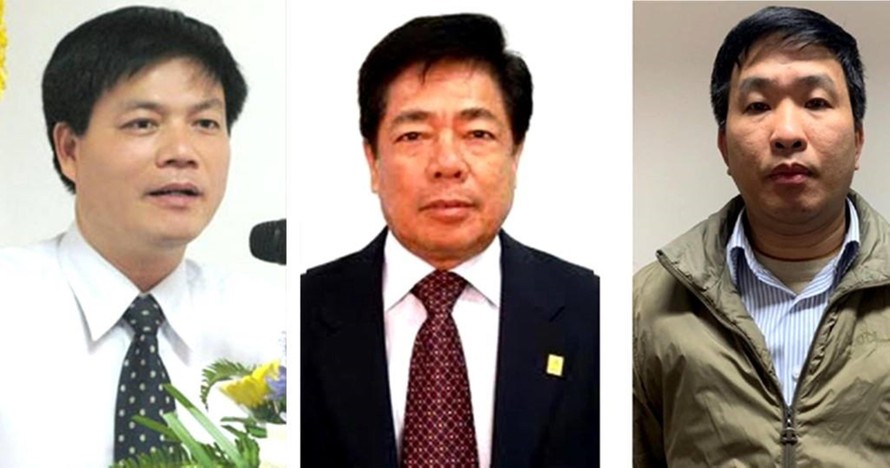 Bộ “tam”cựu lãnh đạo Vinashin , từ trái sang là các ông Nguyễn Ngọc Sự, Trương Thanh Tuyến và Phạm Thanh Sơn Ảnh: CA 