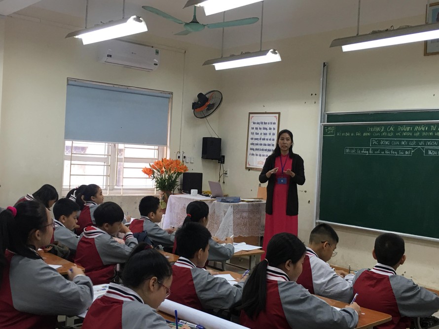 Một buổi thi giáo viên dạy giỏi năm 2018 tại quận Tây Hồ, Hà Nội Ảnh: Nghiêm Huê