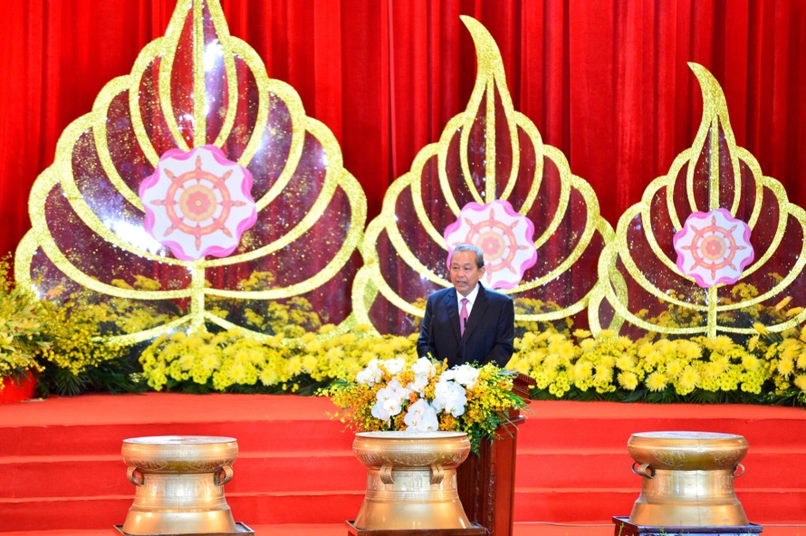 Phó Thủ tướng Thường trực Chính phủ Trương Hòa Bình khẳng định Việt Nam tiếp tục giương cao ngọn cờ nhân văn, hòa bình, hữu nghị và hợp tác của Đại lễ Vesak LHQ