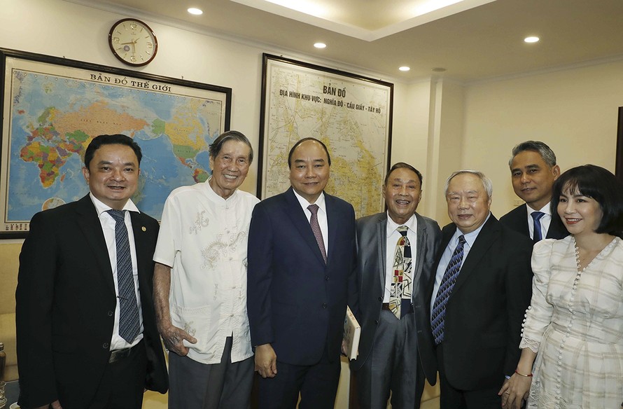 Thủ tướng Nguyễn Xuân Phúc tại buổi gặp mặt Kỷ niệm 70 năm thành lập Trường Thiếu sinh quân Việt NamẢnh: TTXVN
