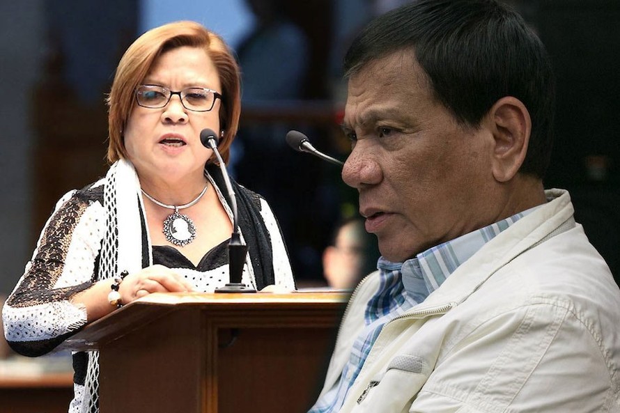 Ông Duterte và bà de Lima, người đang ngồi tù