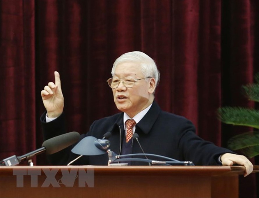 Tổng Bí thư, Chủ tịch nước Nguyễn Phú Trọng gặp mặt các đồng chí nguyên lãnh đạo cấp cao của Đảng và Nhà nước ảnh: TTXVN 
