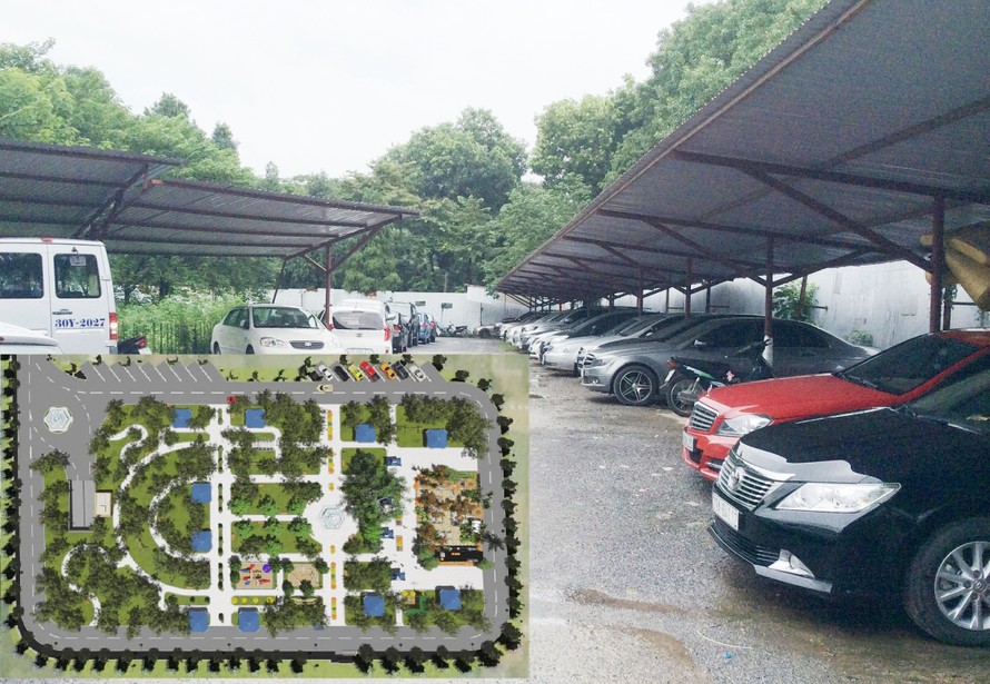 Dự án bãi đỗ xe ngầm trong CV Thống Nhất đắp chiếu và biến thành bãi xe tạm
