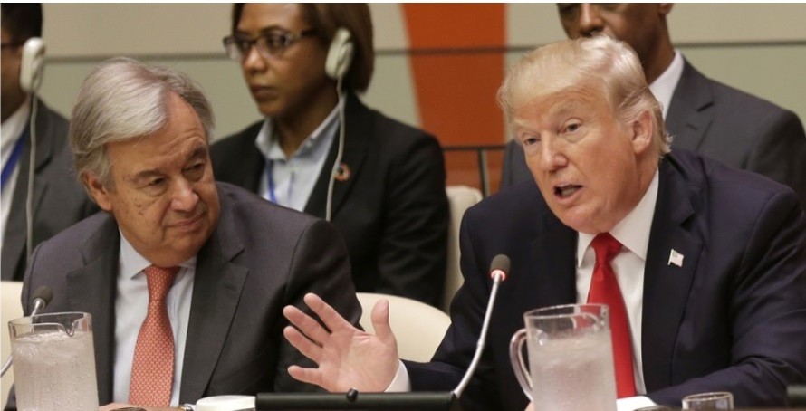 Tổng thống Mỹ Donald Trump lần đầu tiên phát biểu tại Liên Hợp Quốc. Ảnh: AP