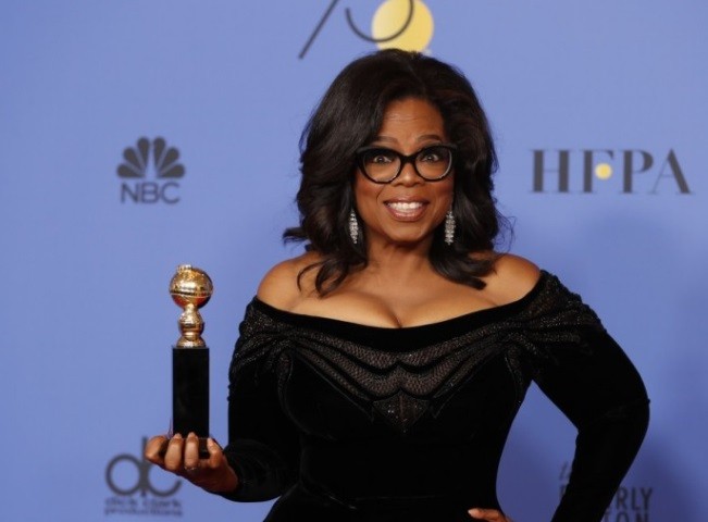 Oprah Winfrey trở thành người phụ nữ da màu đầu tiên được trao giải Quả cầu vàng về Thành tựu trọn đời. (Ảnh: EPA) 