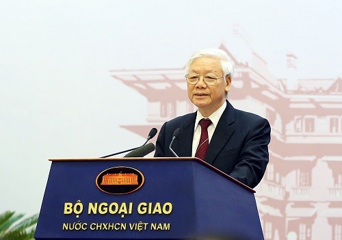 Tổng Bí thư Nguyễn Phú Trọng phát biểu chỉ đạo tại Hội nghị Ngoại giao lần thứ 30. Ảnh: VGP