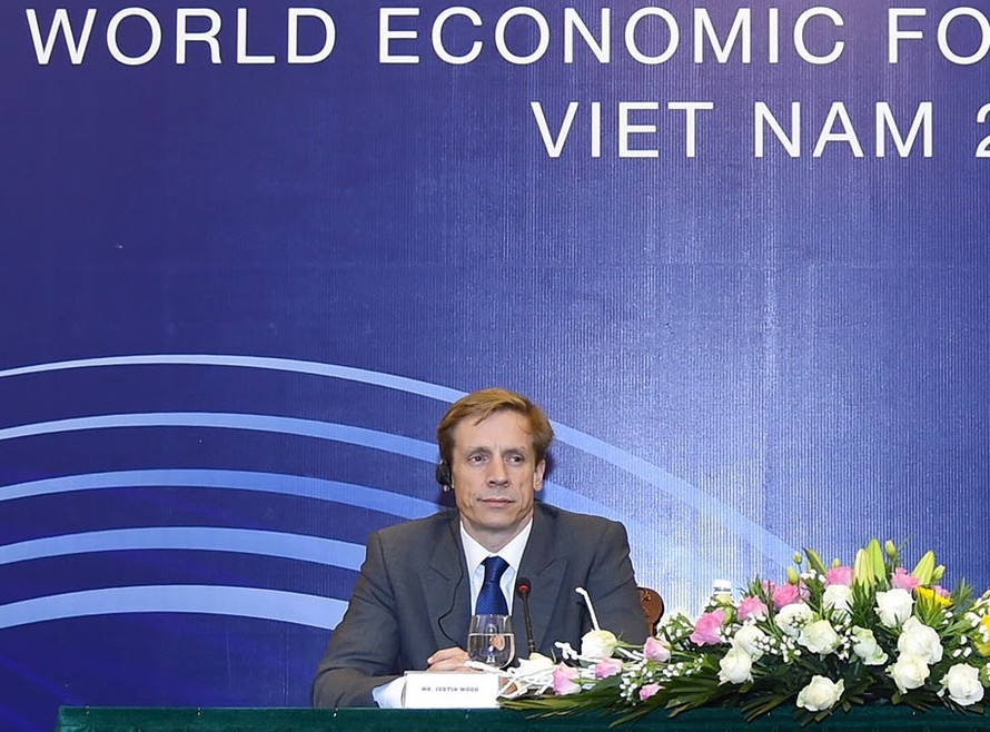 Ông Justin Wood,Giám đốc khu vực châu Á-Thái Bình Dương của Diễn đàn Kinh tế thế giới cho biết, chính sách Việt Nam có nhiều đặc tính thú vị . Ảnh: Tuấn Anh.