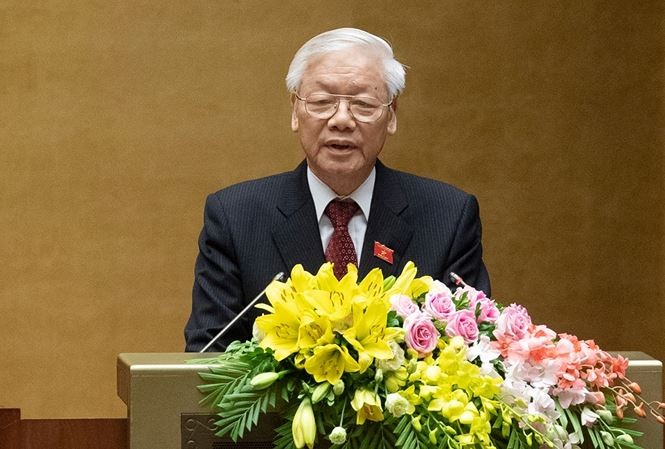 Tổng Bí thư, Chủ tịch nước Nguyễn Phú Trọng phát biểu nhậm chức. Ảnh: Như Ý