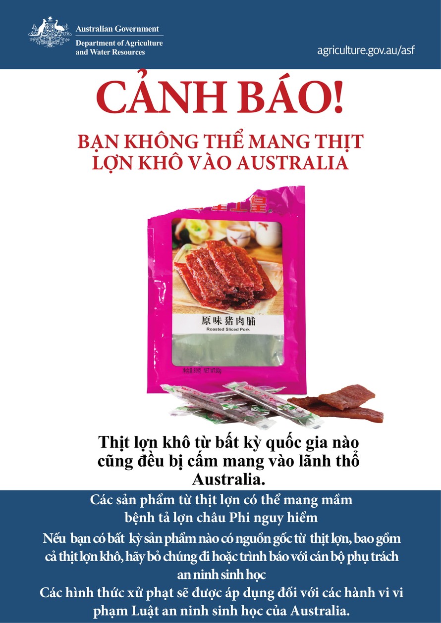Australia cấm mang thịt lợn khô từ bât cứ quốc gia nào vào nước họ.