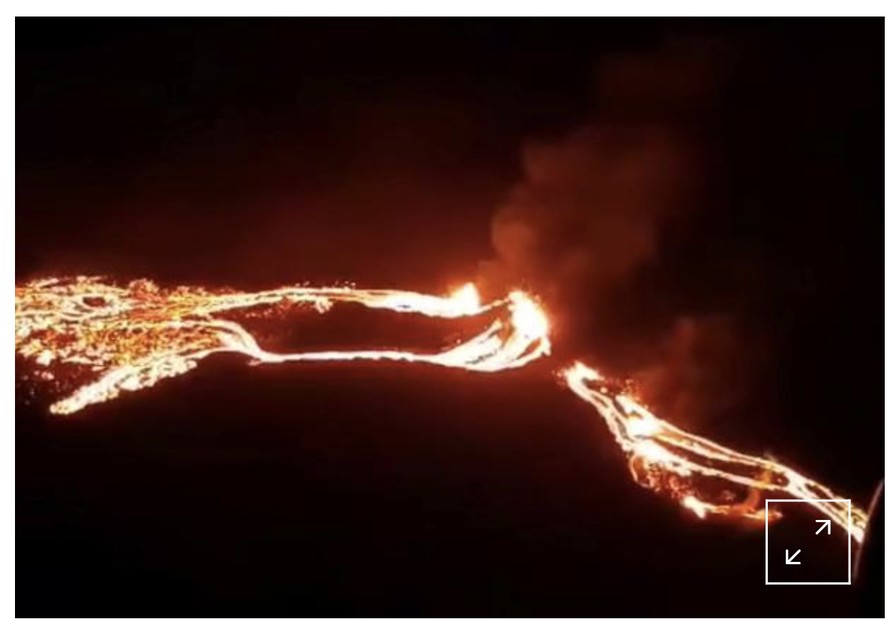 Núi lửa phun trào ở Iceland.