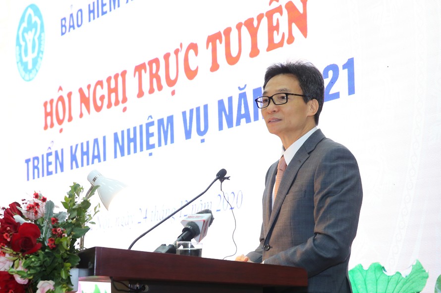 Phó Thủ tướng Vũ Đức Đam chỉ đạo tại Hội nghị triển khai công tác năm 2021 của BHXH Việt Nam. Ảnh: VGP.