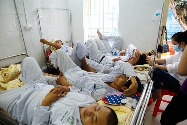 Bệnh nhân mắc SXH đang được điều trị tại BV Bạch Mai, Hà Nội. Ảnh: Như Ý