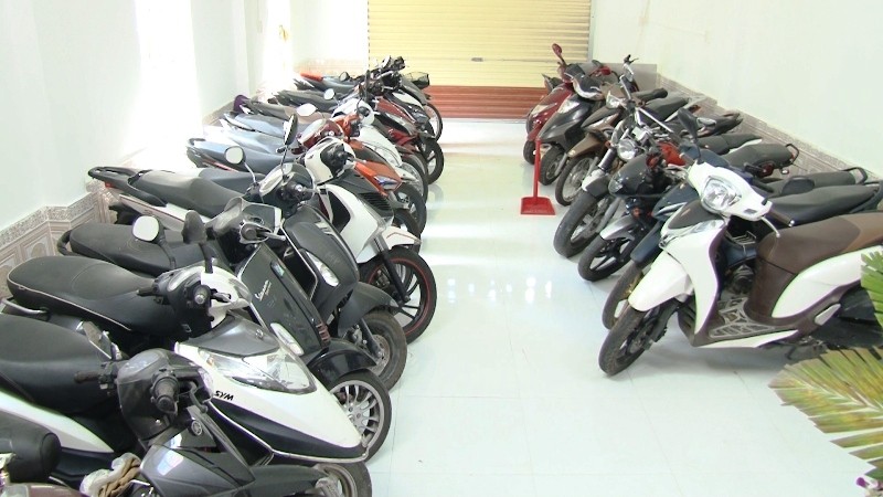 Hơn 110 chiếc xe gắn máy không có giấy tờ.