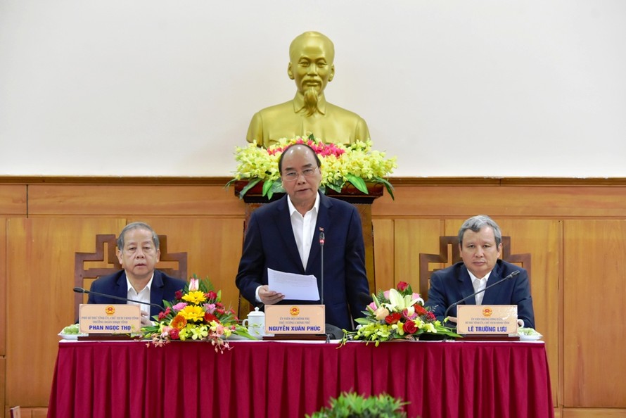 Thủ tướng Chính phủ làm việc với cán bộ chủ chốt tỉnh Thừa Thiên Huế.