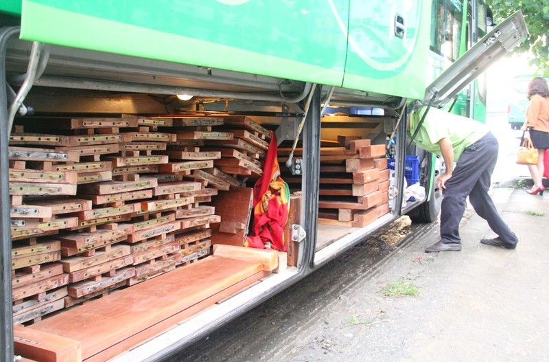 Giấu hơn 10 m3 gỗ trong khoang hành lý xe giường nằm