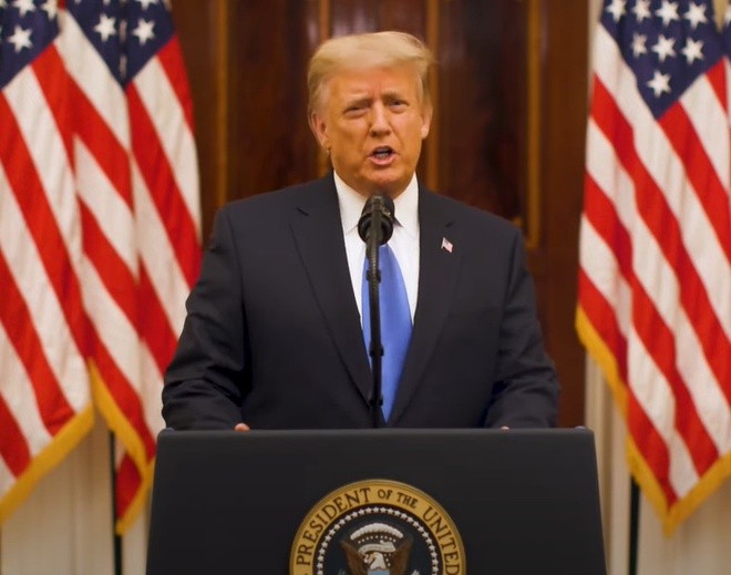Tổng thống Trump phát biểu chia tay người dân Mỹ trong video do Nhà Trắng đăng ngày 19/1. Ảnh chụp màn hình.
