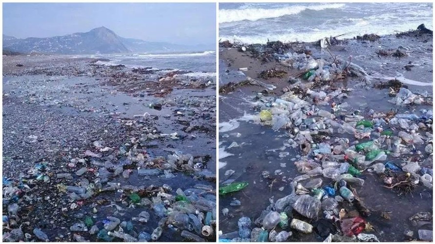 Rác trôi dạt vào một bãi biển ở Melbou, Algeria. Ảnh minh họa: observers.france24.com