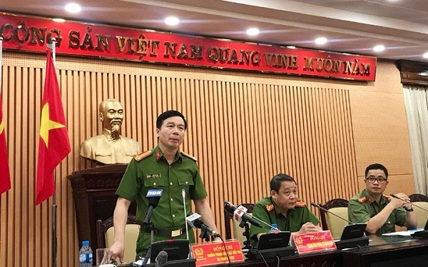 Cơ quan CSĐT Công an TP Hà Nội trong buổi họp báo sáng 9/8.