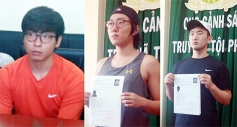 Ba đối tượng người Hàn Quốc bị bắt giữ. Ảnh CTV