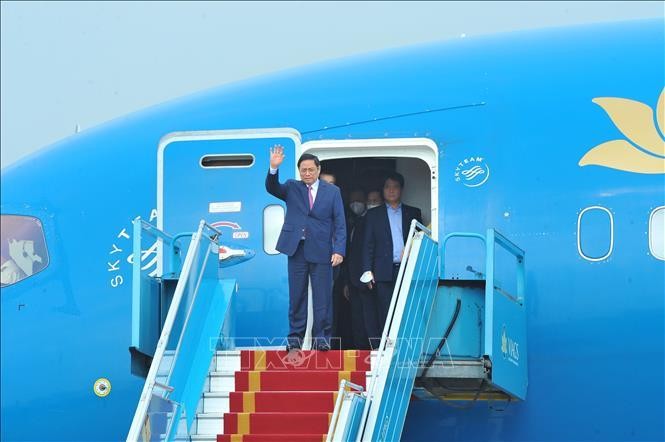Thủ tướng Chính phủ Phạm Minh Chính tại sân bay Nội Bài (Hà Nội). Ảnh: Minh Đức/TTXVN 