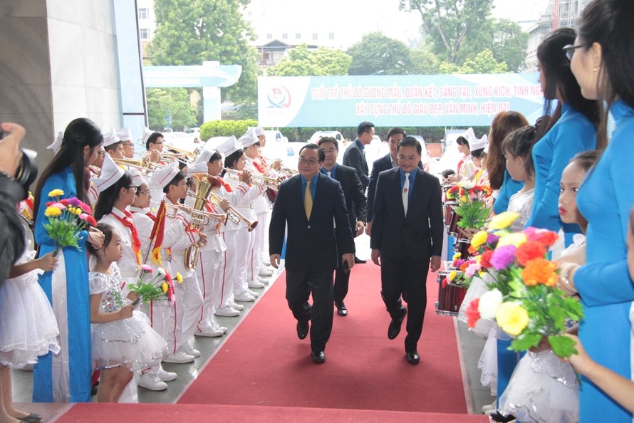Ủy viên Bộ Chính trị, Bí thư Thành ủy Hà Nội Hoàng Trung Hải đến dự Đại hội 