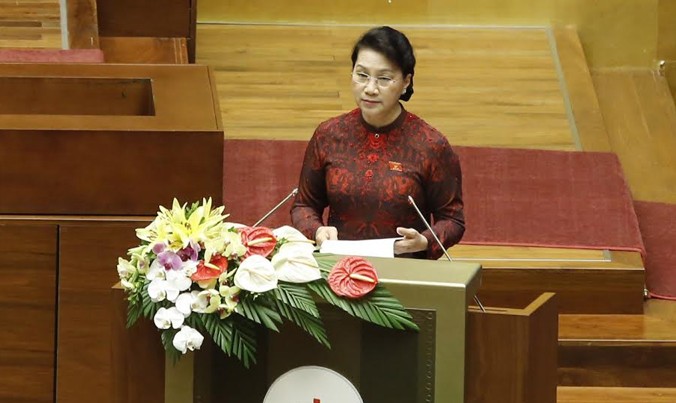 Chủ tịch Quốc hội Nguyễn Thị Kim Ngân phát biểu tại phiên khai mạc. Ảnh: Như Ý