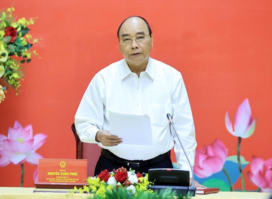 Chủ tịch nước, Chủ tịch Hội đồng Quốc phòng và An ninh Nguyễn Xuân Phúc. Ảnh VOV 