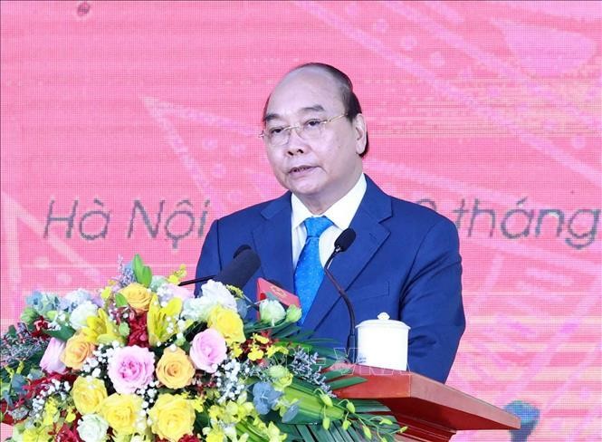 Chủ tịch nước Nguyễn Xuân Phúc phát biểu tại Lễ kỷ niệm. Ảnh: Thống Nhất/TTXVN 