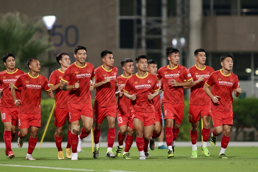 Tuyển Việt Nam đang tích cực chuẩn bị cho loạt trận tại Vòng loại thứ 2 World Cup 2022. Ảnh Hữu Phạm (từ UAE)