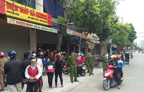 Cửa hàng điện máy Hà Nhung - nơi xảy ra sự việc kinh hoàng. Ảnh: Vnexpress