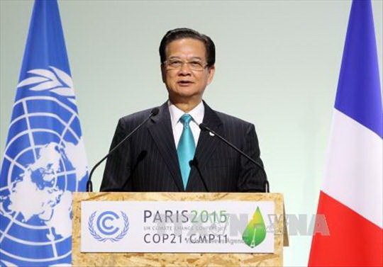 Thủ tướng Nguyễn Tấn Dũng phát biểu tại Hội nghị COP21 ngày 30-11 ở Paris - Ảnh: TTXVN