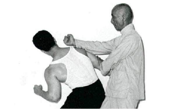 Một trong những hình ảnh hiếm hoi ghi lại màn tập đấu võ giữa Diệp Vấn (phải) và Lý Tiểu Long, học trò ông.