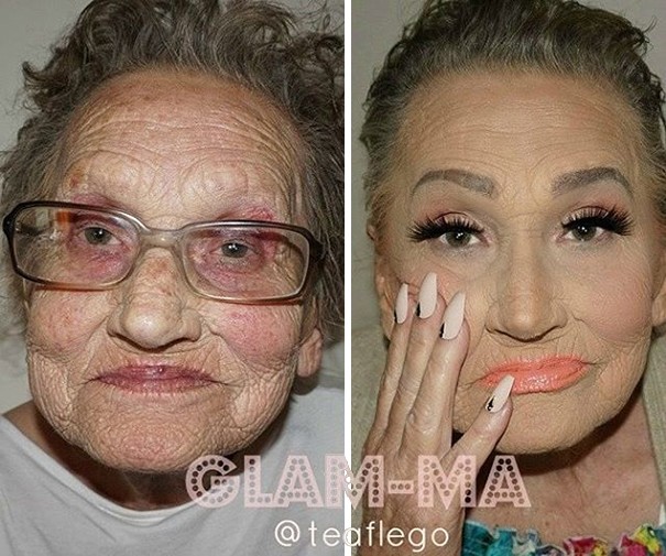 Cụ bà 80 tuổi ‘biến hình’ nhờ trang điểm 